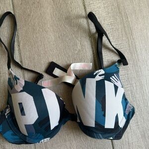 Victoria’s Secret Pink Where Everywhere Floral Push Up Bra Size 32A